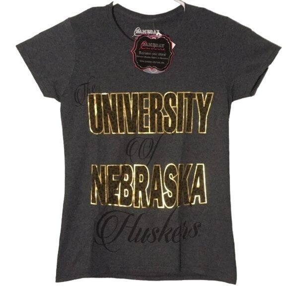 Gameday Couture University of Nebraska T Shirt S Grey Huskers Short Sleeves - Picture 1 of 4